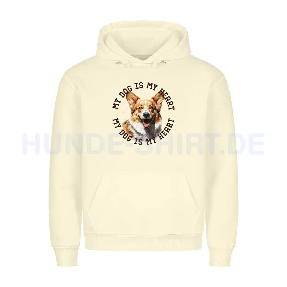 Premium Hoodie "Pembroke Welsh Corgi HEART" Beige – hunde-shirt.de