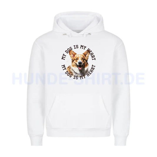 Premium Hoodie "Pembroke Welsh Corgi HEART" Weiß – hunde-shirt.de