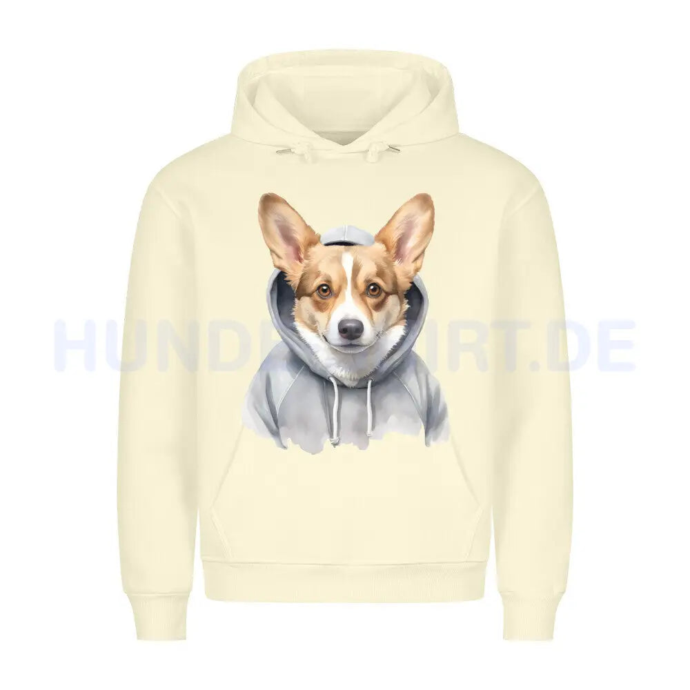 Premium Hoodie "Pembroke Welsh Corgi Hooded" Beige – hunde-shirt.de