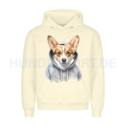 Premium Hoodie "Pembroke Welsh Corgi Hooded" Beige – hunde-shirt.de