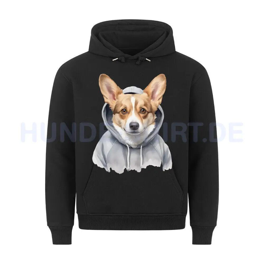 Premium Hoodie "Pembroke Welsh Corgi Hooded" Schwarz – hunde-shirt.de