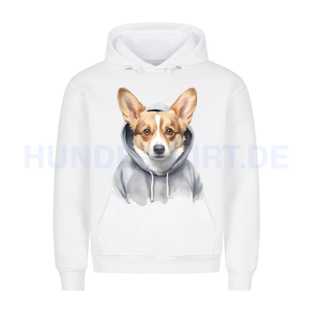 Premium Hoodie "Pembroke Welsh Corgi Hooded" Weiß – hunde-shirt.de