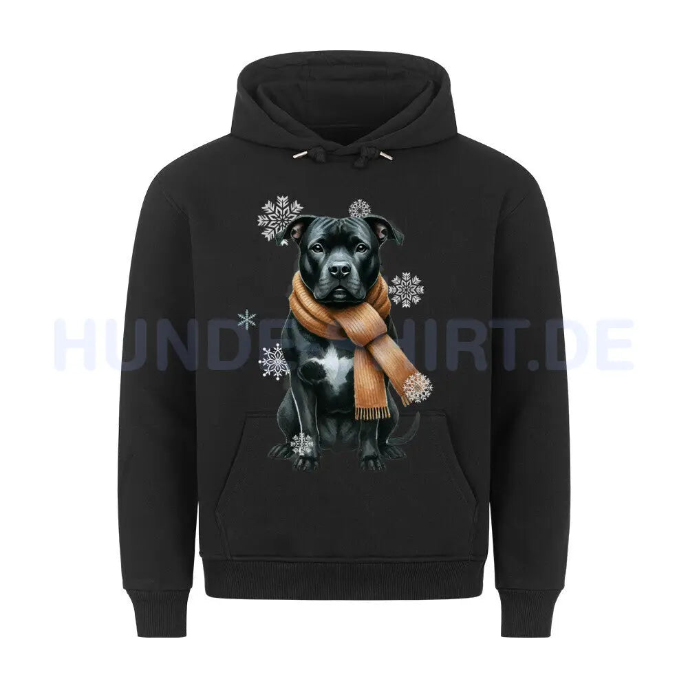 Premium Hoodie "Pit Bull schwarz Winter" Schwarz – hunde-shirt.de