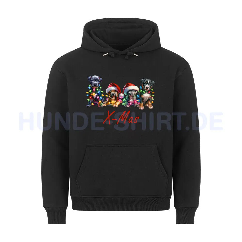 Premium Hoodie "Pit Bull - X-Mas" Schwarz – hunde-shirt.de