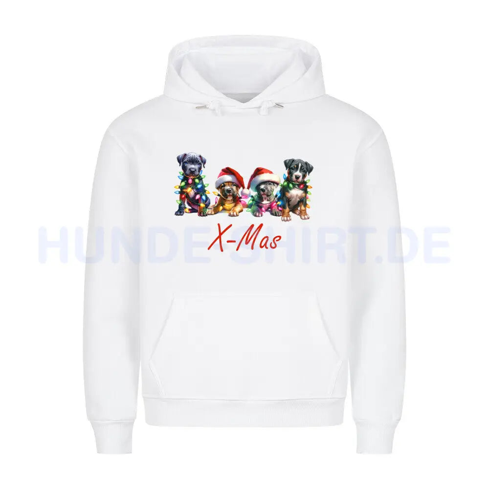 Premium Hoodie "Pit Bull - X-Mas" Weiß – hunde-shirt.de