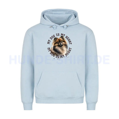 Premium Hoodie "Pomaranian gewolkt HEART" Babyblau – hunde-shirt.de