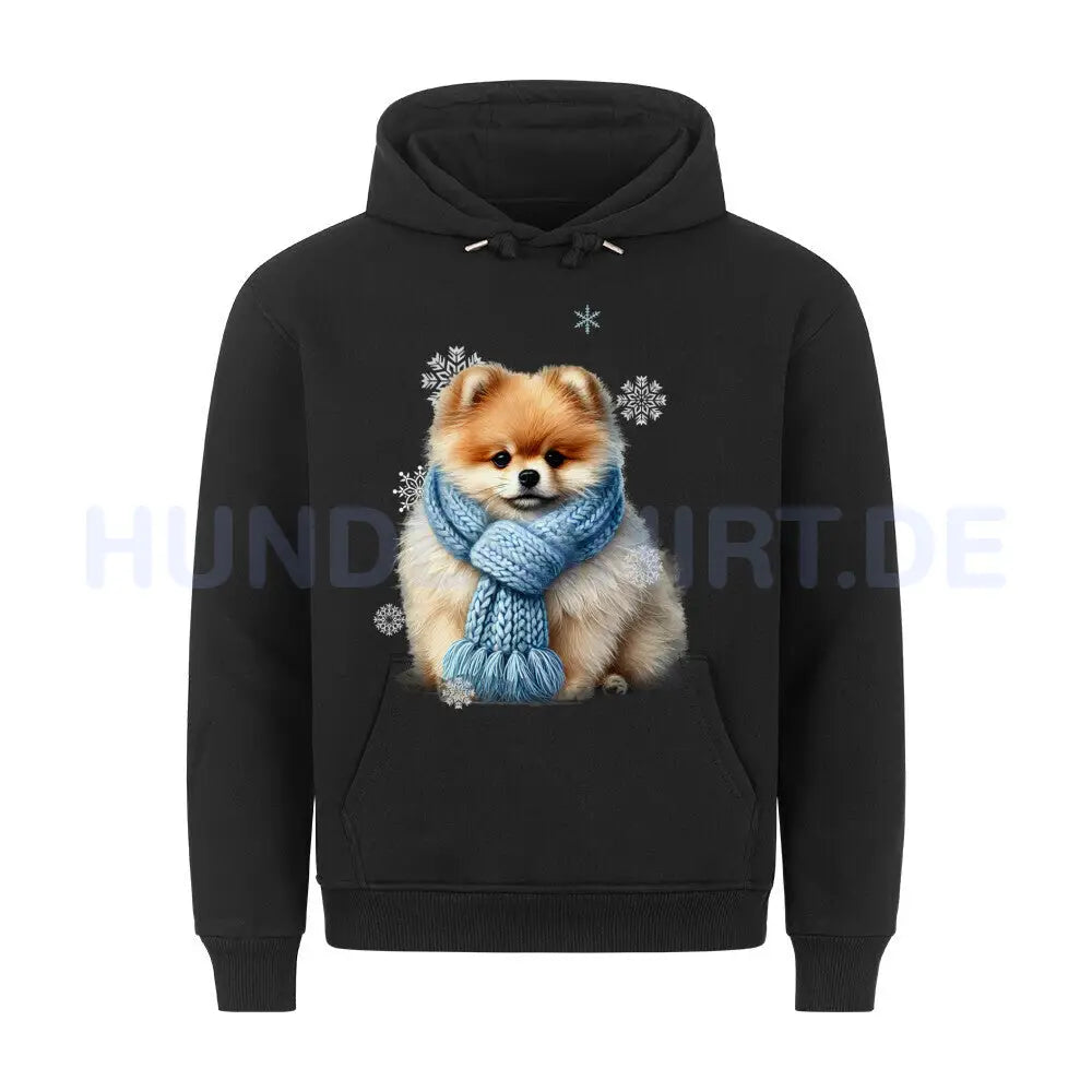 Premium Hoodie "Pomeranian Beige Winter" Schwarz – hunde-shirt.de