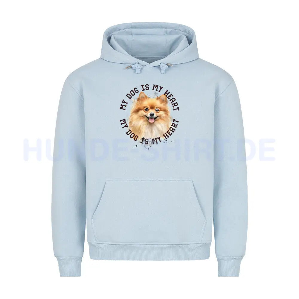 Premium Hoodie "Pomeranian braun HEART" Babyblau – hunde-shirt.de