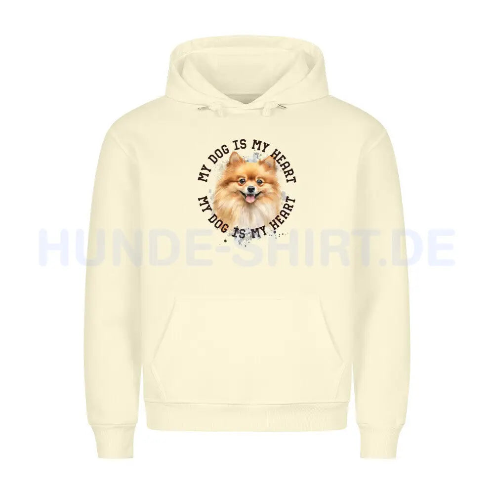 Premium Hoodie "Pomeranian braun HEART" Beige – hunde-shirt.de