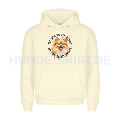 Premium Hoodie "Pomeranian braun HEART" Beige – hunde-shirt.de