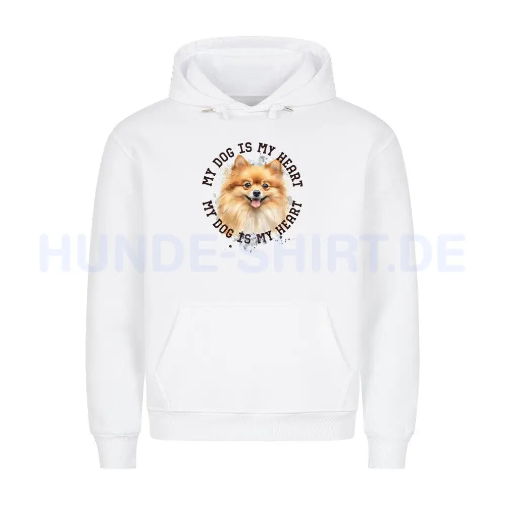 Premium Hoodie "Pomeranian braun HEART" Weiß – hunde-shirt.de