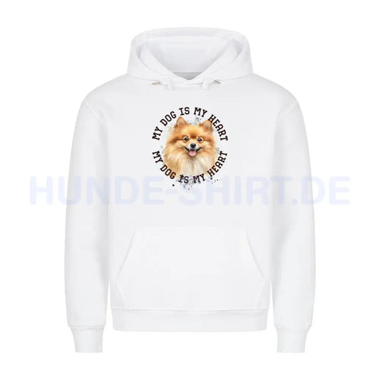 Premium Hoodie "Pomeranian braun HEART" Weiß – hunde-shirt.de