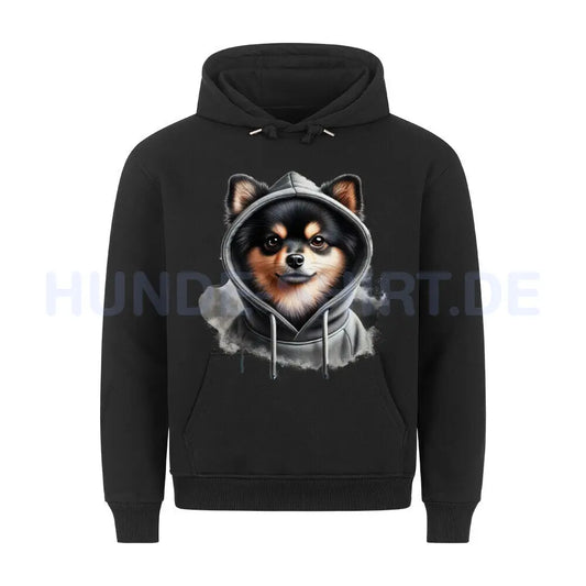 Premium Hoodie "Pomeranian Hooded 2" Schwarz – hunde-shirt.de