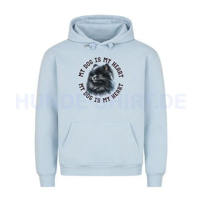 Premium Hoodie "Pomeranian schwarz HEART" Babyblau – hunde-shirt.de