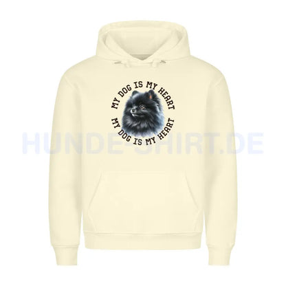 Premium Hoodie "Pomeranian schwarz HEART" Beige – hunde-shirt.de