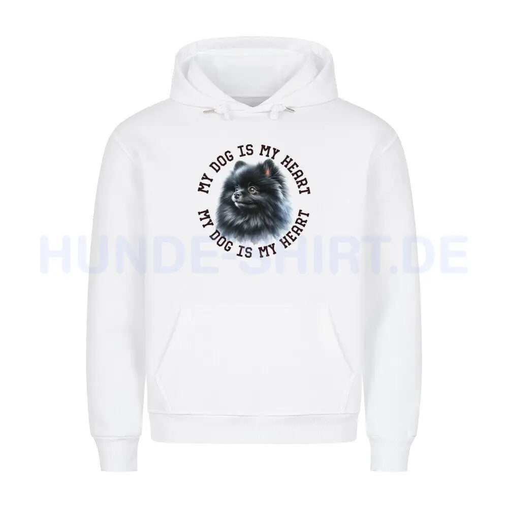 Premium Hoodie "Pomeranian schwarz HEART" Weiß – hunde-shirt.de