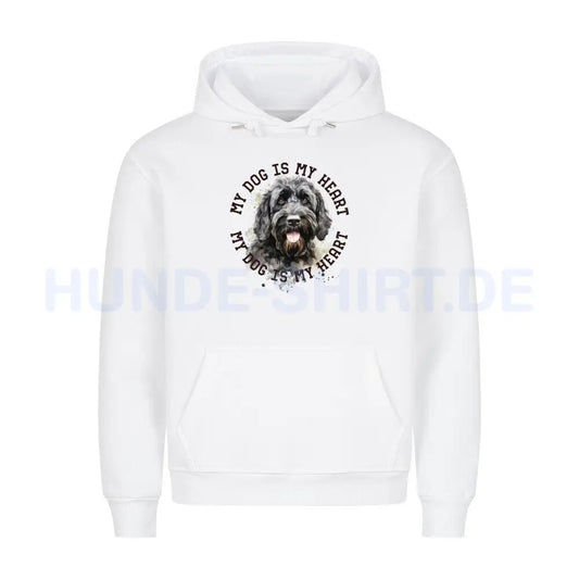 Premium Hoodie "Portugiesischer Wasserhund HEART" Weiß – hunde-shirt.de