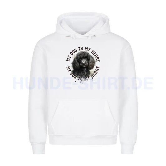 Premium Hoodie "Pudel schwarz HEART" Weiß – hunde-shirt.de