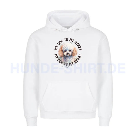 Premium Hoodie "Pudel weiß-braun HEART" Weiß – hunde-shirt.de