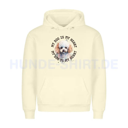 Premium Hoodie "Pudel weiß-braun HEART" Beige – hunde-shirt.de