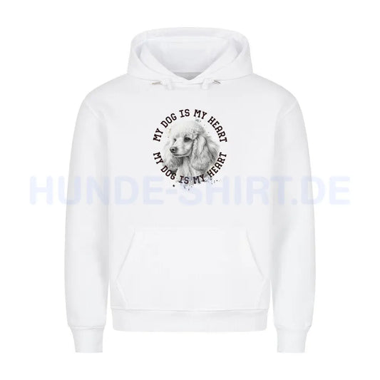 Premium Hoodie "Pudel weiß HEART" Weiß – hunde-shirt.de