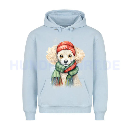 Premium Hoodie "Pudel Winter" Babyblau – hunde-shirt.de