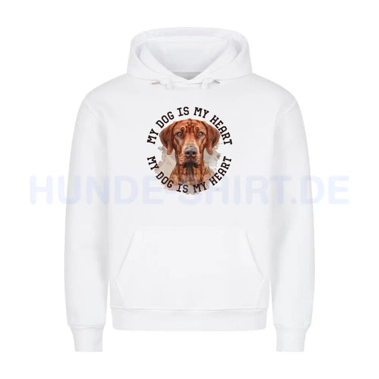 Premium Hoodie "Rhodesian Ridgeback HEART 2" Weiß – hunde-shirt.de