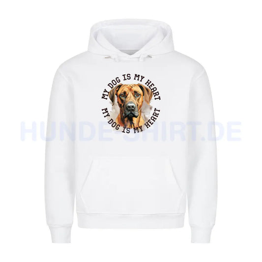 Premium Hoodie "Rhodesian Ridgeback HEART" Weiß – hunde-shirt.de