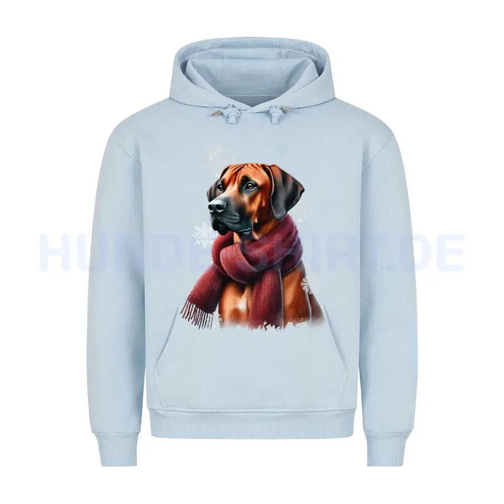 Premium Hoodie "Rhodesian Ridgeback Winter" Babyblau – hunde-shirt.de