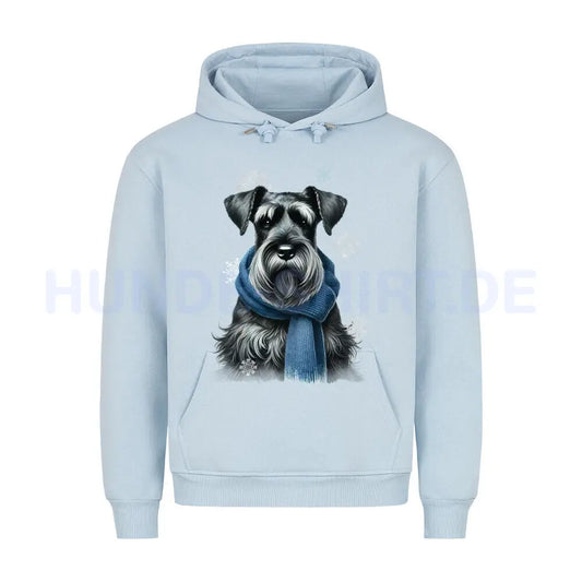 Premium Hoodie "Riesenschnauzer Winter" Babyblau – hunde-shirt.de