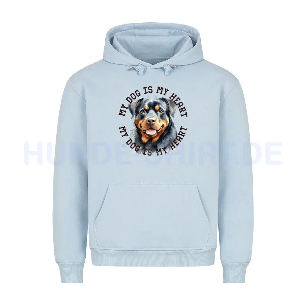 Premium Hoodie "Rottweiler HEART 2" Babyblau – hunde-shirt.de