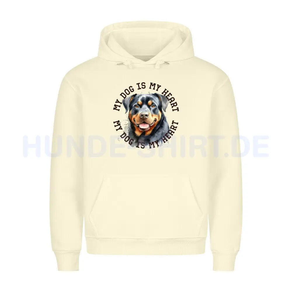 Premium Hoodie "Rottweiler HEART 2" Beige – hunde-shirt.de