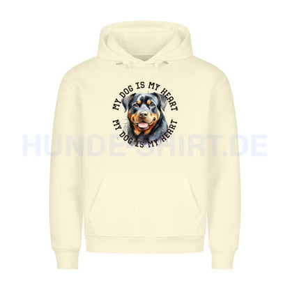 Premium Hoodie "Rottweiler HEART 2" Beige – hunde-shirt.de