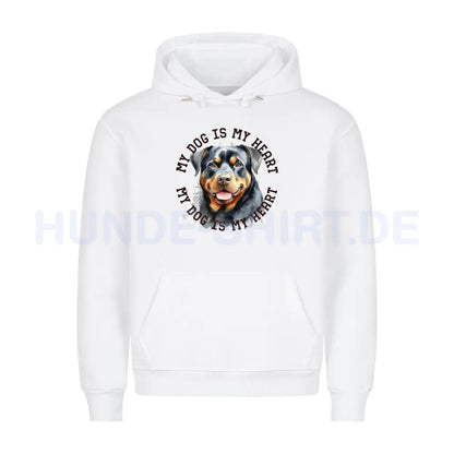 Premium Hoodie "Rottweiler HEART 2" Weiß – hunde-shirt.de