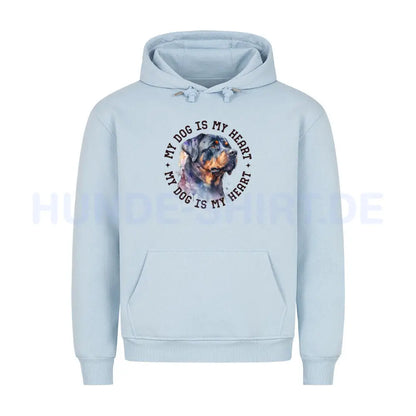 Premium Hoodie "Rottweiler HEART" Babyblau – hunde-shirt.de