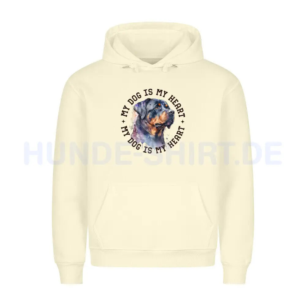 Premium Hoodie "Rottweiler HEART" Beige – hunde-shirt.de