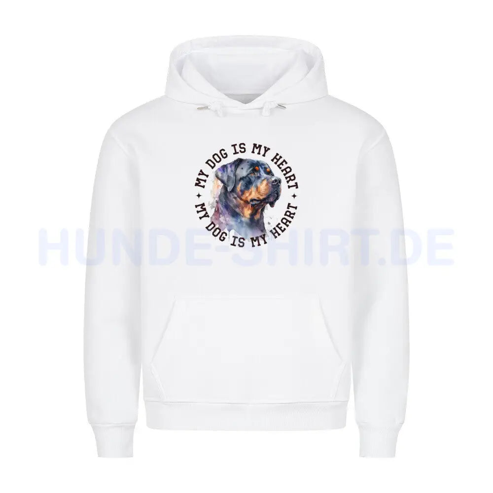 Premium Hoodie "Rottweiler HEART" Weiß – hunde-shirt.de