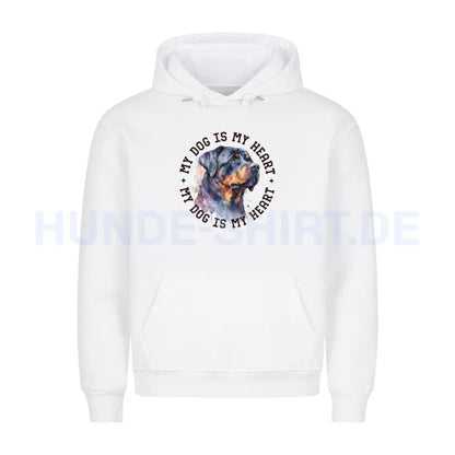 Premium Hoodie "Rottweiler HEART" Weiß – hunde-shirt.de