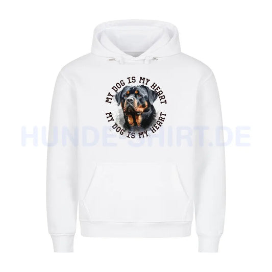 Premium Hoodie "Rottweiler ursprünglich HEART" Weiß – hunde-shirt.de