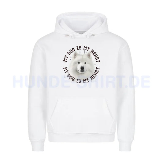 Premium Hoodie "Samoyed HEART 2" Weiß – hunde-shirt.de