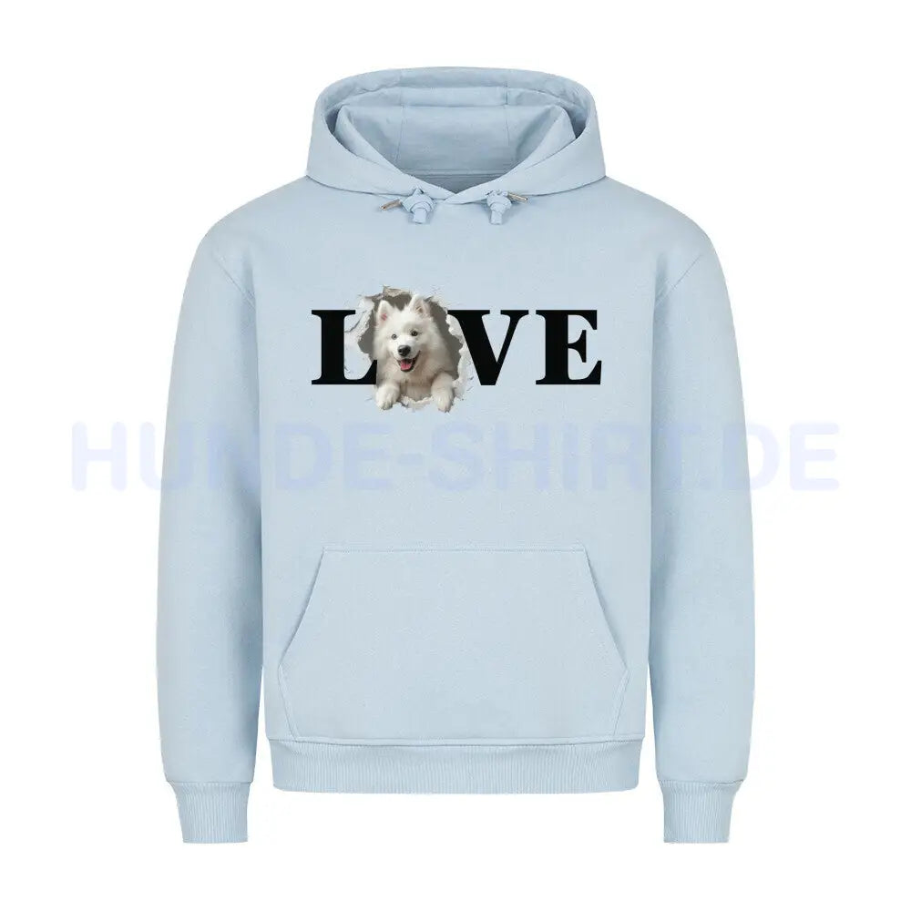 Premium Hoodie "Samoyed LOVE" Babyblau – hunde-shirt.de