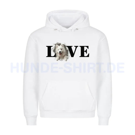 Premium Hoodie "Samoyed LOVE" Weiß – hunde-shirt.de