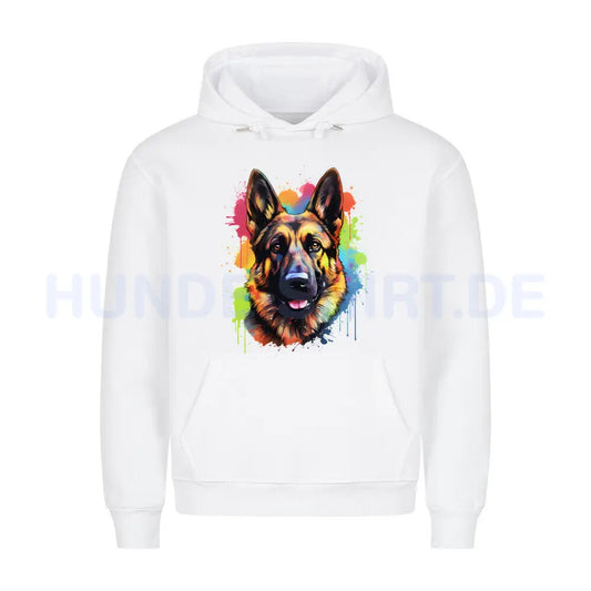 Premium Hoodie "Schäferhund - Paint" Weiß – hunde-shirt.de