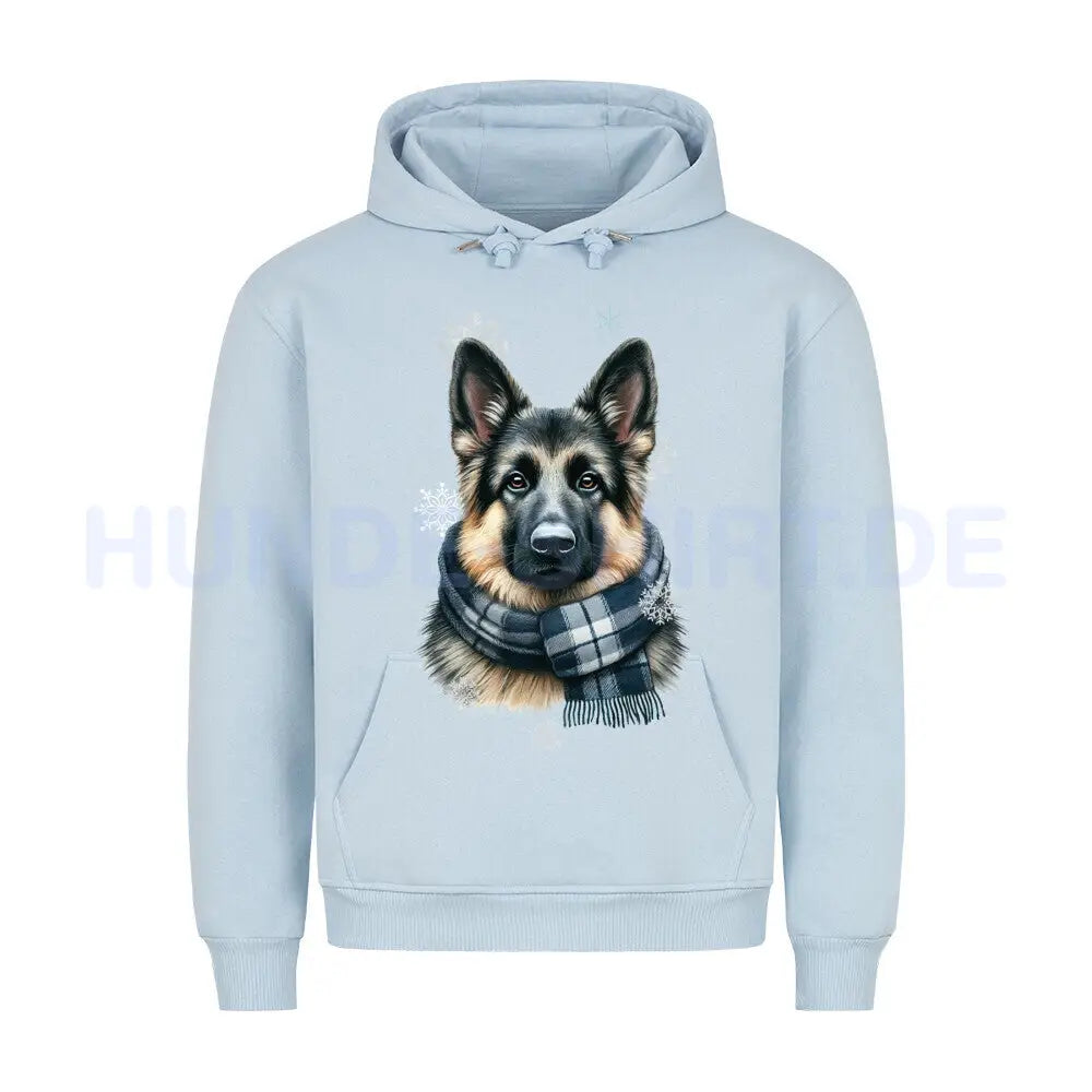 Premium Hoodie "Schäferhund Winter" Babyblau – hunde-shirt.de