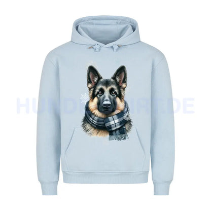 Premium Hoodie "Schäferhund Winter" Babyblau – hunde-shirt.de