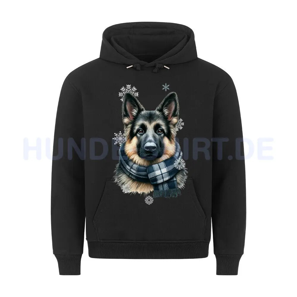 Premium Hoodie "Schäferhund Winter" Schwarz – hunde-shirt.de