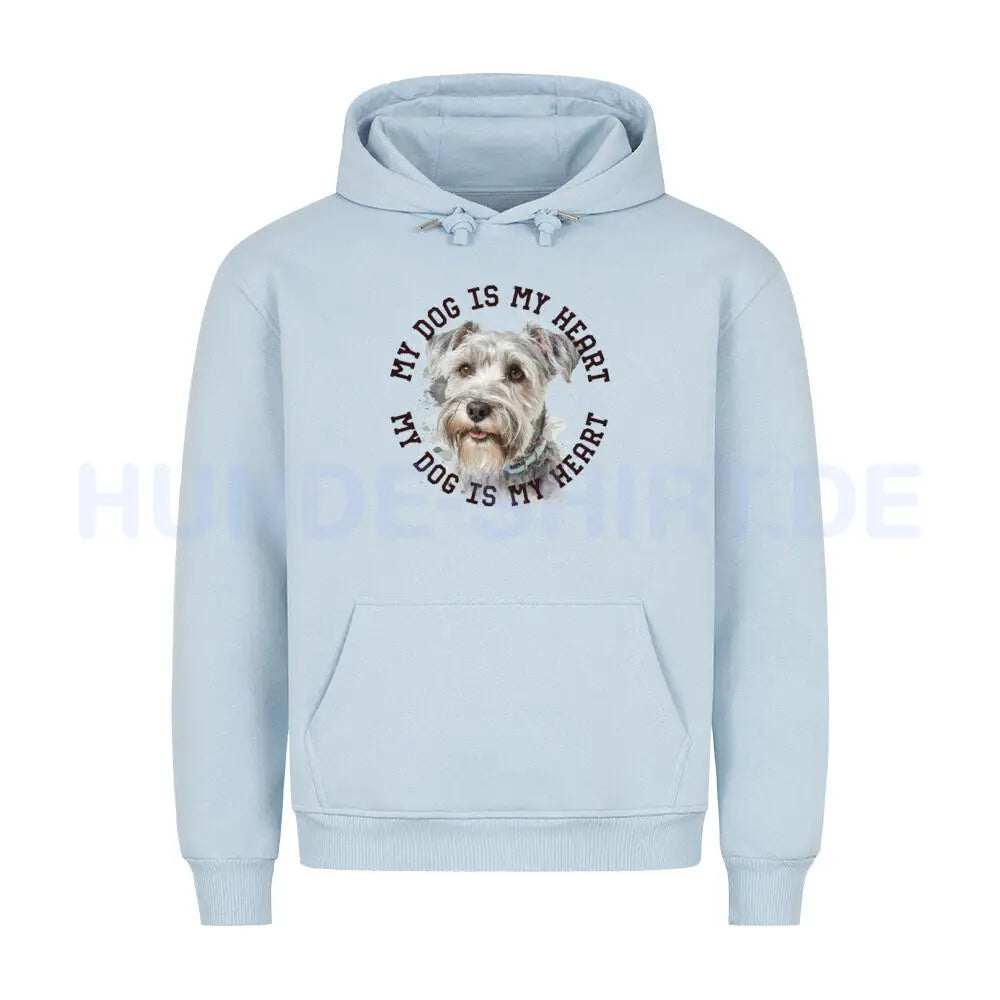 Premium Hoodie "Schnauzer hellgrau HEART" Babyblau – hunde-shirt.de