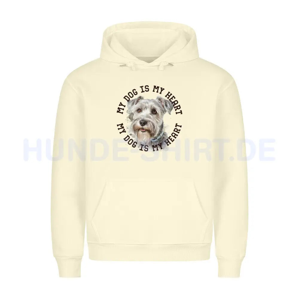 Premium Hoodie "Schnauzer hellgrau HEART" Beige – hunde-shirt.de