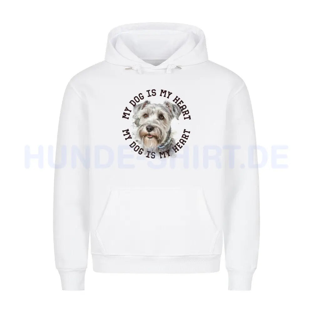 Premium Hoodie "Schnauzer hellgrau HEART" Weiß – hunde-shirt.de