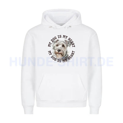 Premium Hoodie "Schnauzer hellgrau HEART" Weiß – hunde-shirt.de